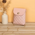 Borsa a tracolla trapuntata rosa per cellulare con catena dorata e chiusura a scatto - Rosa