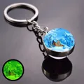 Luminous Christmas keychain with winter snow scene cabin pattern glowing in the dark - Time Gem Winter Cabin (JY008516-11)