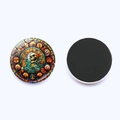 30mm glass Halloween magnet with skull in green cloak and black magnetic backing - Skull With Green Cloak (JY008502-1)