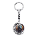 Gothic silver crescent moon keychain with double-sided rotating grim reaper pendant - Scythe Grim Reaper (JY008511-12)