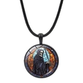 Halloween grim reaper necklace with stained glass art pendant on black cord - Reaper with Scythe (JY008513-12)