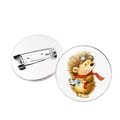 Niedliche Igel-Brosche mit Geige und Pilot-Design als runder Ansteckpin aus Metall - Flieger Igel (Silberbasis)