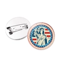 Front and back detail of vintage Statue of Liberty American flag badge with safety pin - Silhouette Flag Style / Silver