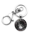 Detailed macro view of American flag and Statue of Liberty keychain with metal lobster clasp - Talk America Radio Vintage Style (JY008537-8)