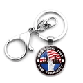 Silver metal keychain with Statue of Liberty and US flag New York pendant lobster clasp - New York City Skyline Style (JY008537-6)