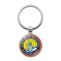 Polished silver metal keychain with New York Statue of Liberty graphic souvenir - Landmark Building Color Logo Style (JY008527-Silver 12)