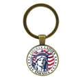 Detailed view of bronze Statue of Liberty keychain with American flag glass dome pendant - Antique Bronze Omaha Goddess Style (JY008527-Bronze5)