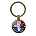 Detailed view of bronze Statue of Liberty keychain with New York City flag glass dome - Antique Bronze New York Union Style (JY008527-Bronze6)