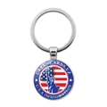 Detailed view of metal keychain featuring Statue of Liberty and US flag glass dome design - Green Card Immigration Statue of Liberty Style (JY008527-Silver 9)