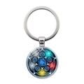 Porte-clés pentacle magique avec anneau en argent et pendentif géométrique multicolore - Réseau Magique à Dégradé Coloré (JY008547-银1)