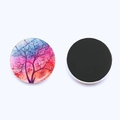 Detail of 25mm Tree of Life glass fridge magnet showing colorful front and magnetic back - Hand-painted Colorful Dome Tree (JY008538-12)