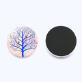Detailed view of Tree of Life glass fridge magnet with creative blue tree and magnetic back - Vintage Background Blue Art Tree (JY008538-9)