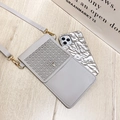Borsa a tracolla grigio chiaro per cellulare touch screen con finiture in metallo oro - Grigio