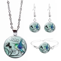 Buntes Kolibri Schmuckset mit Halskette Ohrringen und Armband auf weißem Hintergrund - Minzgrün Bunter Vogel (JY008559-10)