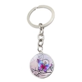 Silver keychain with a vintage butterfly glass pendant and blue-purple gradient wings - Blue-Purple Gradient Butterfly Style (JY008579-1)