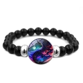 Yin Yang Tai Chi beaded bracelet with black onyx-style beads and dreamy cloud pendant - Dreamy Cloud Yin Yang (JY008565-2)