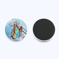 25mm glass fridge magnet with colorful butterfly design and black magnetic back side - Vivid Mixed Color Butterfly(JY008577-10)