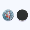Detailed view of 25mm round glass butterfly fridge magnet with black magnetic backing - Gray Blue Tone Butterfly(JY008577-9)