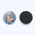 Detail of round 25mm glass butterfly magnet showing both colorful front and black magnetic back - Gradient Butterfly(JY008577-8)