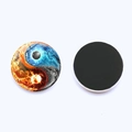 Macro detail of Yin Yang fridge magnet with glass dome and magnetic backing - Ice And Fire Yin Yang (JY008567-12)