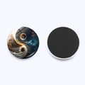 Yin Yang Tai Chi glass fridge magnet featuring artistic landscape scenery and magnetic back - Landscape Scenery Yin Yang (JY008567-8)