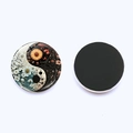 Detail of Tai Chi glass fridge magnet with floral patterns and magnetic backing - Sunflower Yin Yang (JY008567-7)