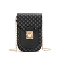 Borsa a tracolla vintage con stampa geometrica in pelle nera e catena dorata - Nero