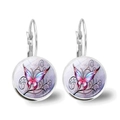 Silver leverback earrings with artistic gradient purple butterfly glass gemstone charm - Silver-Gradient Butterfly Style 5