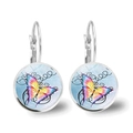Colorful butterfly time gem drop earrings with silver hooks for a vintage aesthetic look - Silver-Multicolor Butterfly Style 6