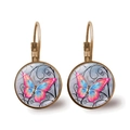 Vintage bronze butterfly drop earrings with colorful gradient wings in glass cabochon - Bronze-Colorful Butterfly Style 2