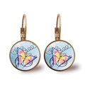French hook butterfly drop earrings with colorful vintage glass gem in bronze frame - Bronze-Colorful Gradient Butterfly Style 6
