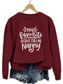 Détail de l'imprimé My favorite people sur un sweat bordeaux à col rond et bords côtelés - Sweat-shirt Bordeaux (Police Blanche)