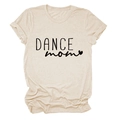 Dettaglio della maglietta beige con stampa DANCE mom a cuore e cotone morbido - S / Sabbia (Font Nero)
