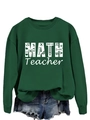 Détail du sweat-shirt vert foncé pour professeur de mathématiques avec symboles et formules - S / Vert Foncé (Graphique Blanc)