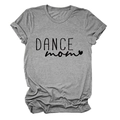 Dettaglio della scritta Dance Mom e stampa cuore su t-shirt grigia a maniche corte - S / Grigio Scuro (Font Nero)