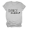 Dettaglio di maglietta grigia in cotone con grafica Dance Mom e stampa cuore al centro - Grigio Chiaro (Font Nero)