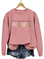 Detail of pink sweatshirt with it's a good day to play pickleball artistic lettering - S / Rose Gold Sweatshirt (Black Text Pattern)