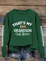 Détail de l'imprimé rugby et des coutures de football blanches sur le sweat-shirt vert - S / vert foncé