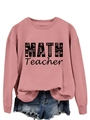 Close-up of math teacher graphic crewneck sweatshirt and distressed denim shorts - Rose Gold (Black Print)