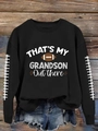 Détail d'un sweat de rugby avec texte That's My Grandson et rayures de football aux manches - S / Noir