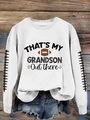 Détail d'un sweat-shirt en coton blanc avec motifs de football et texte Grandson - S / Blanc