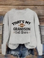 Détail d'un sweat gris avec graphisme de football et imprimé That's My Grandson - S / Gris