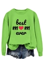 Dettaglio della stampa Best Mom Ever su una felpa verde brillante con cuore rosso - XL / Verde Neon (Stampa Nera)