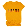 Flat lay of mustard yellow cotton T-shirt with LOVE YOU creative graphic print - Mustard Yellow (Black Text)