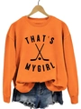 Women's casual bright orange crewneck sweatshirt with That's My Girl print design - S / Orange (Black Font)