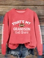 Détail d'un sweat-shirt rouge avec imprimé football THAT'S MY GRANDSON sur bois - S / Rouge (Impression Blanche)