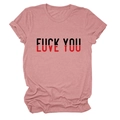 Détail d'un t-shirt rose en coton avec un motif graphique FUCK YOU et LOVE YOU unique - S / Or Rose (Texte Noir)