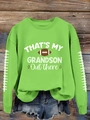 Détail d'un sweat vert néon avec imprimé rugby et coutures blanches décoratives - S / Vert Néon (Impression Blanche)