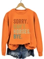 Vibrant orangefarbenes Rundhals-Sweatshirt mit retro Sorry Can't Horses Slogan - S / Orange
