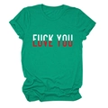 Detail of creative 'Love You' print on grass green cotton t-shirt with crew neck design - Ink Green (White Text)